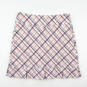 Lady Pinseeker Pleated Hem Golf Skort Plaid Pockets Built In Shorts Womens Small